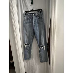 Agolde 90’s Mid Rise Distressed Straight Leg Button Fly Jeans Sz 28/6